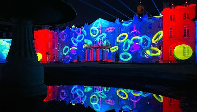 Christie® Pandoras Box® Software Version 8.8 technology is powering the impressive projection mapping at Schlosslichtspiele Festival at Karlsruhe Palace, Germany.