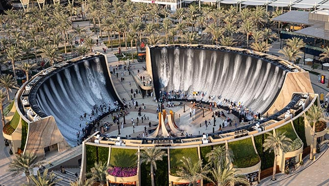 Surreal: the gravity-defying water feature at Expo 2020 Dubai