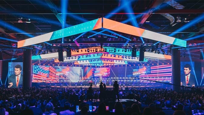 LED displays enveloped the stage, totaling at approximately 115 million pixels