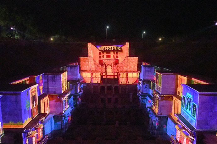 Christie RGB pure laser projectors bathe Rani ki Vav in brilliant color and contrast, bringing its intricate artistry vividly to life.
