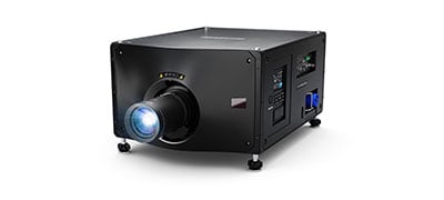 Close-up of the IO panel on a Griffyn 4K50-RGB projector.