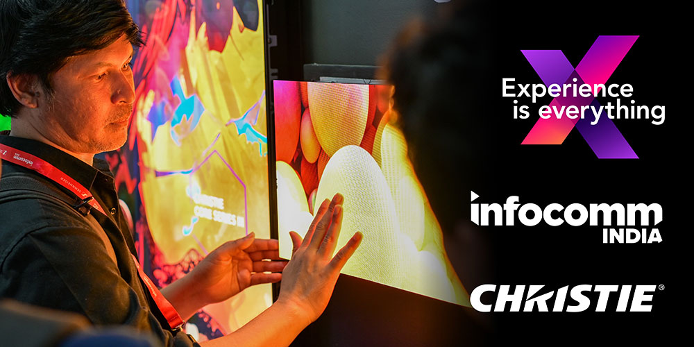 A person looking at an LED tile