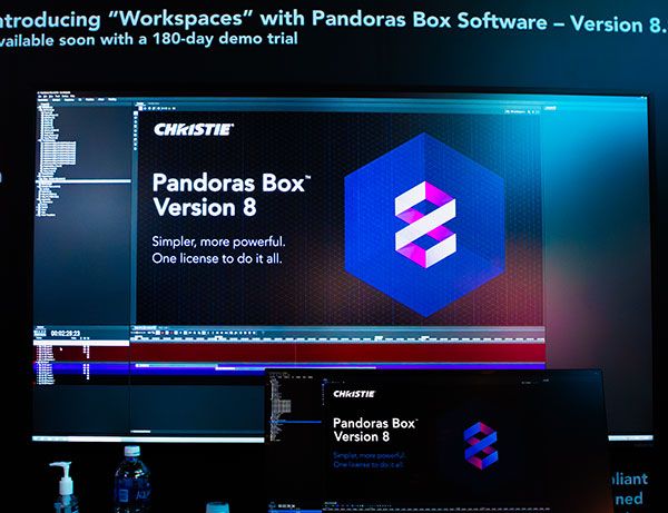 Computer monitor showing Pandoras Box Version 8 software